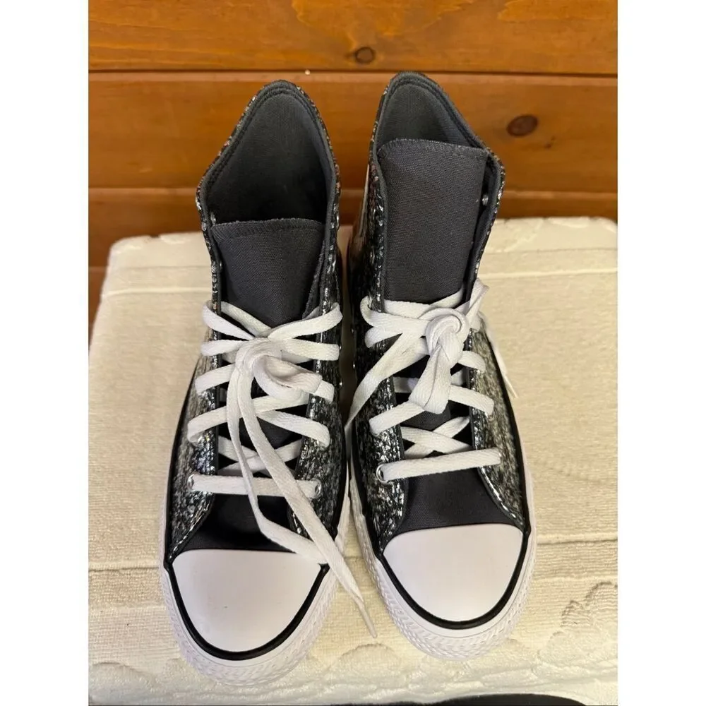 Converse Youth Sz 7 Chuck Taylor All Star Glitter high-top sneakers black/silver
